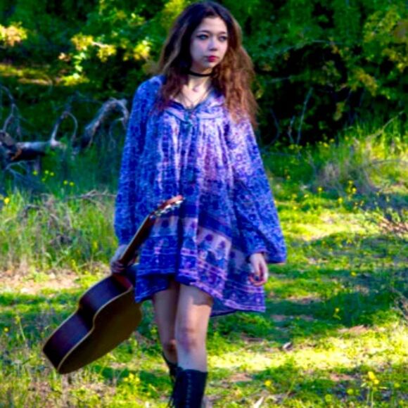 NWT Blue Boheme Sienna Printed Short Dress Indigo OSFM - Picture 3 of 6